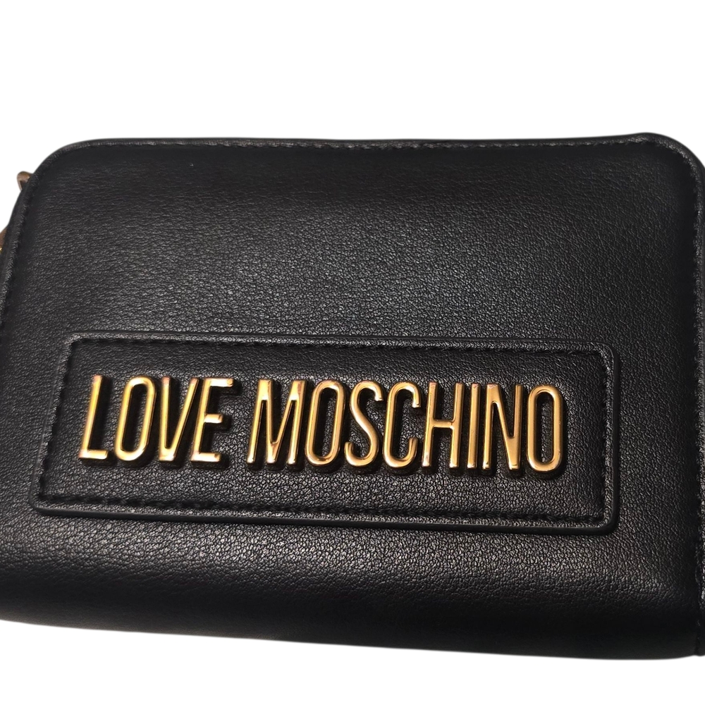Love Moschino Black Wallet with Gold Logo